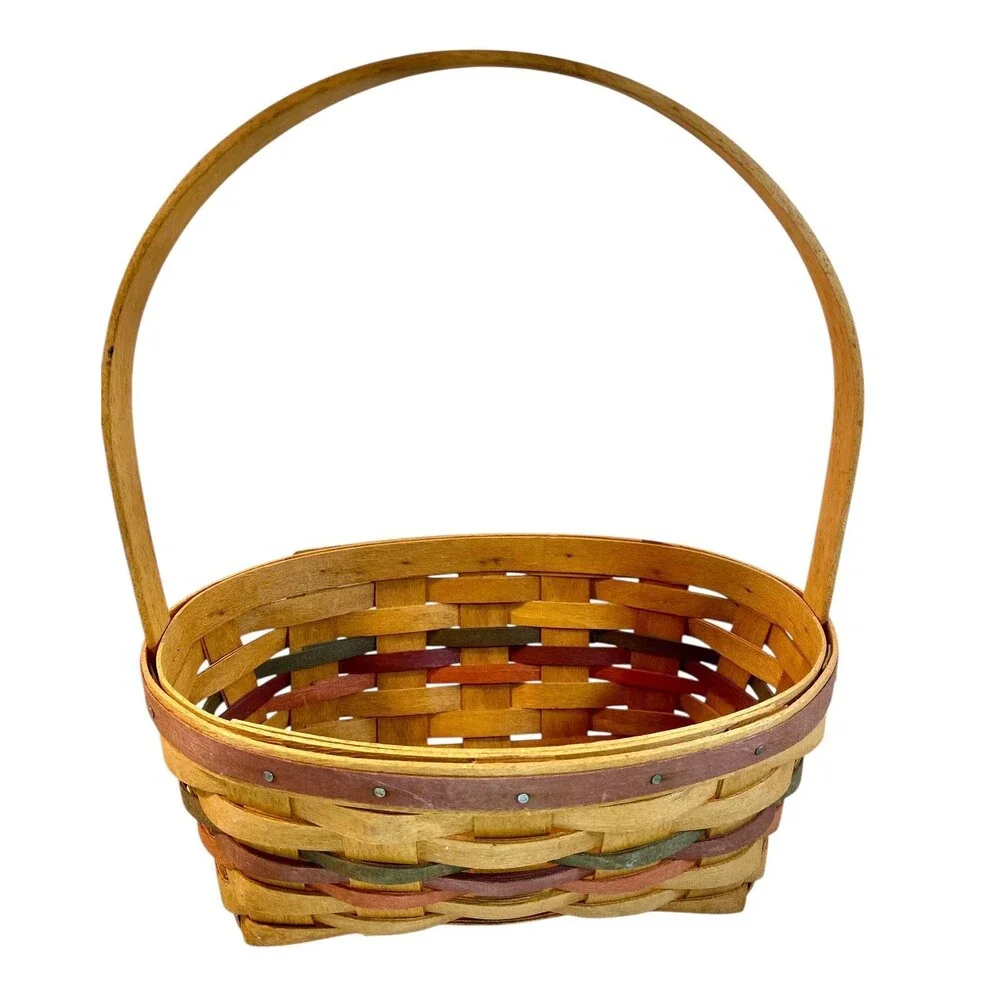Longaberger Basket 1992 w Autumn Fall Color Design 10x7x5 Handwoven Logo Sgnd